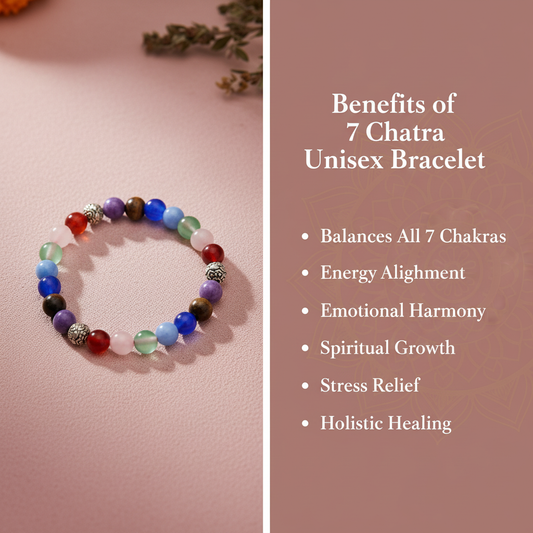 7 Chakra Unisex Bracelet Benefits Infographic