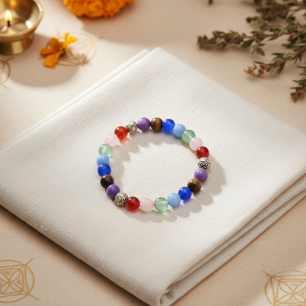 7 Chakra Unisex Bracelet - Top View