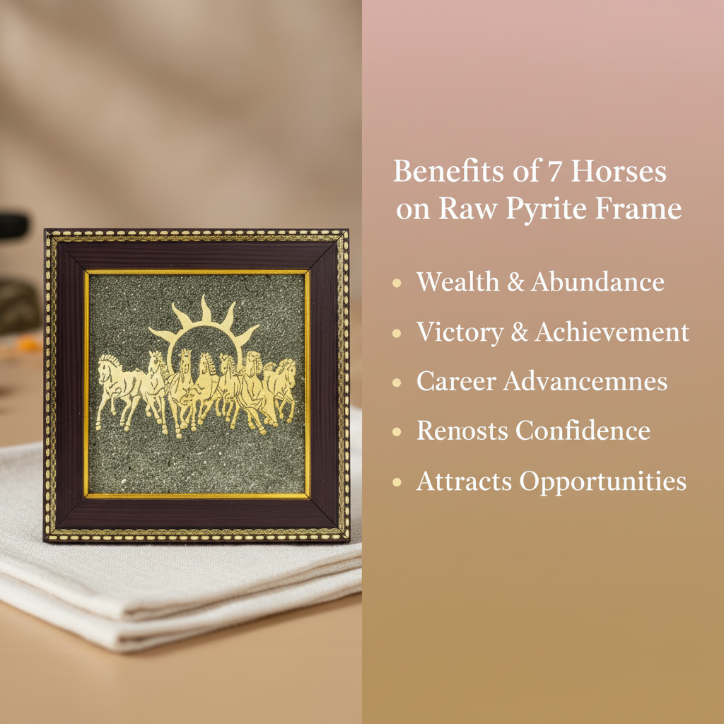 7 Horses on Raw Pyrite Frame Benefits Infographic
