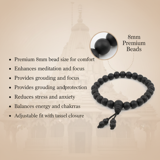 8mm Black Beaded Bracelet Benefits with Bead Detail