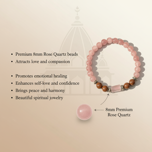 8mm Rose Quartz Bracelet Benefits with Bead Detail