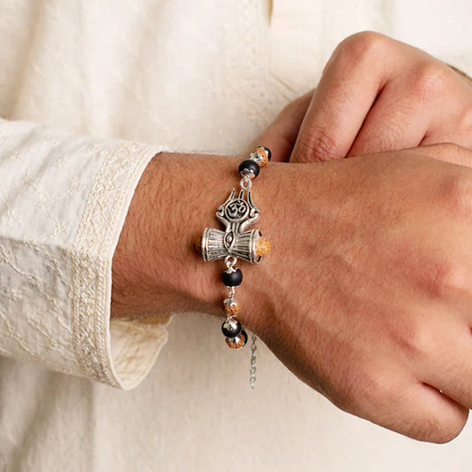 Rinmukteshwar Siddh Om Trinetra Trishul Damru Karungali Rudraksha Bracelet