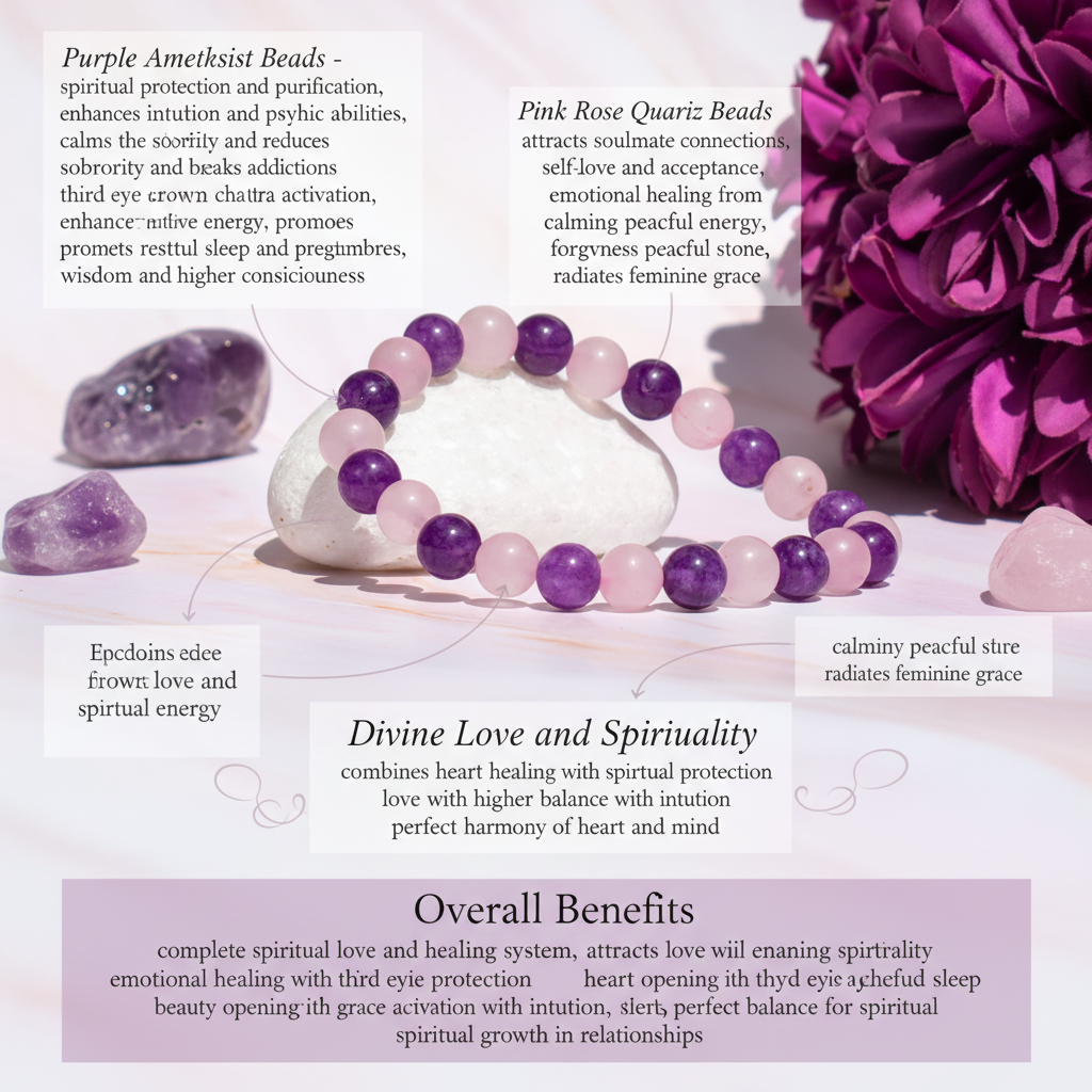Amethyst and Rose Quartz bracelet benefits