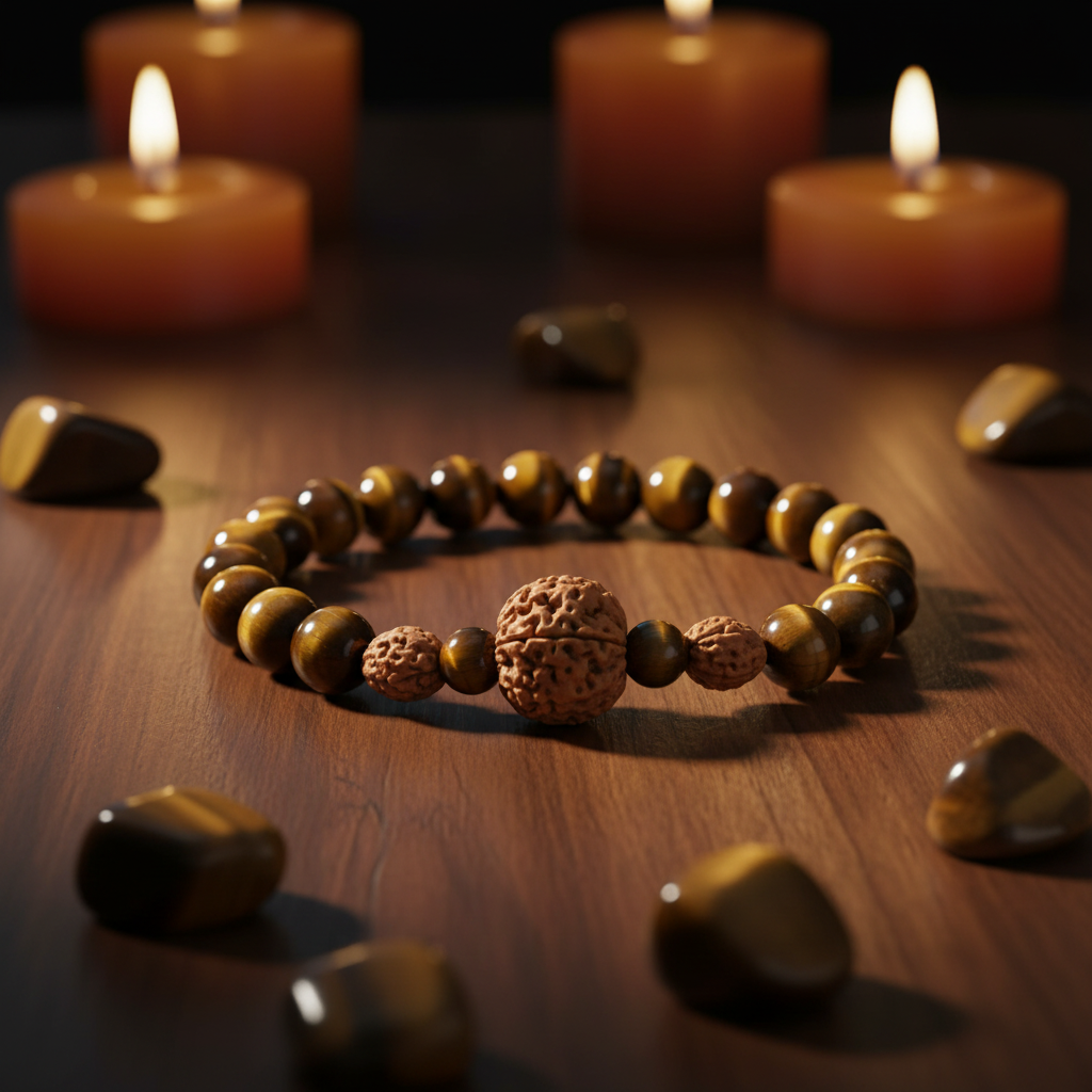 Arogya Tiger Stone Bracelet - Candlelit