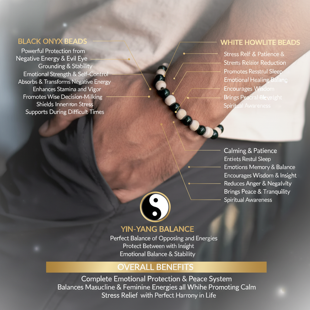 Black Onyx and White Howlite bracelet benefits