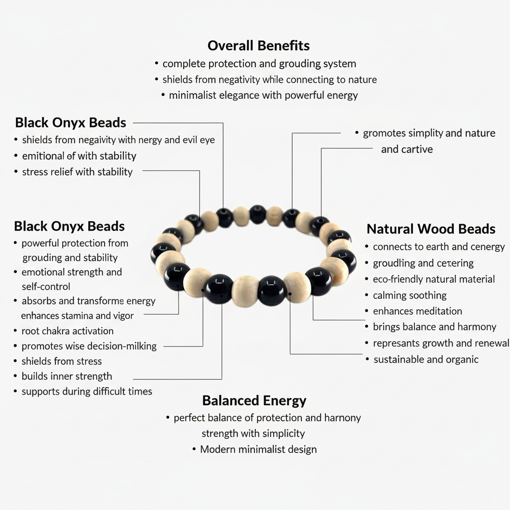 Black Onyx and Wood bracelet benefits