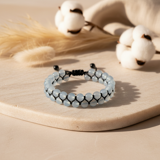 Blue Agate Double Layer Bracelet Flat Lay Square