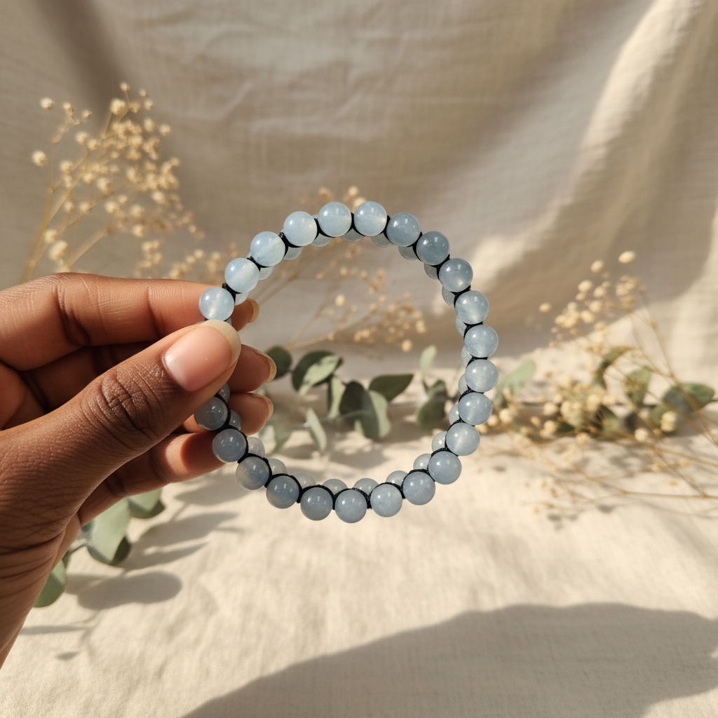 Blue Agate Double Layer Bracelet Hand Square