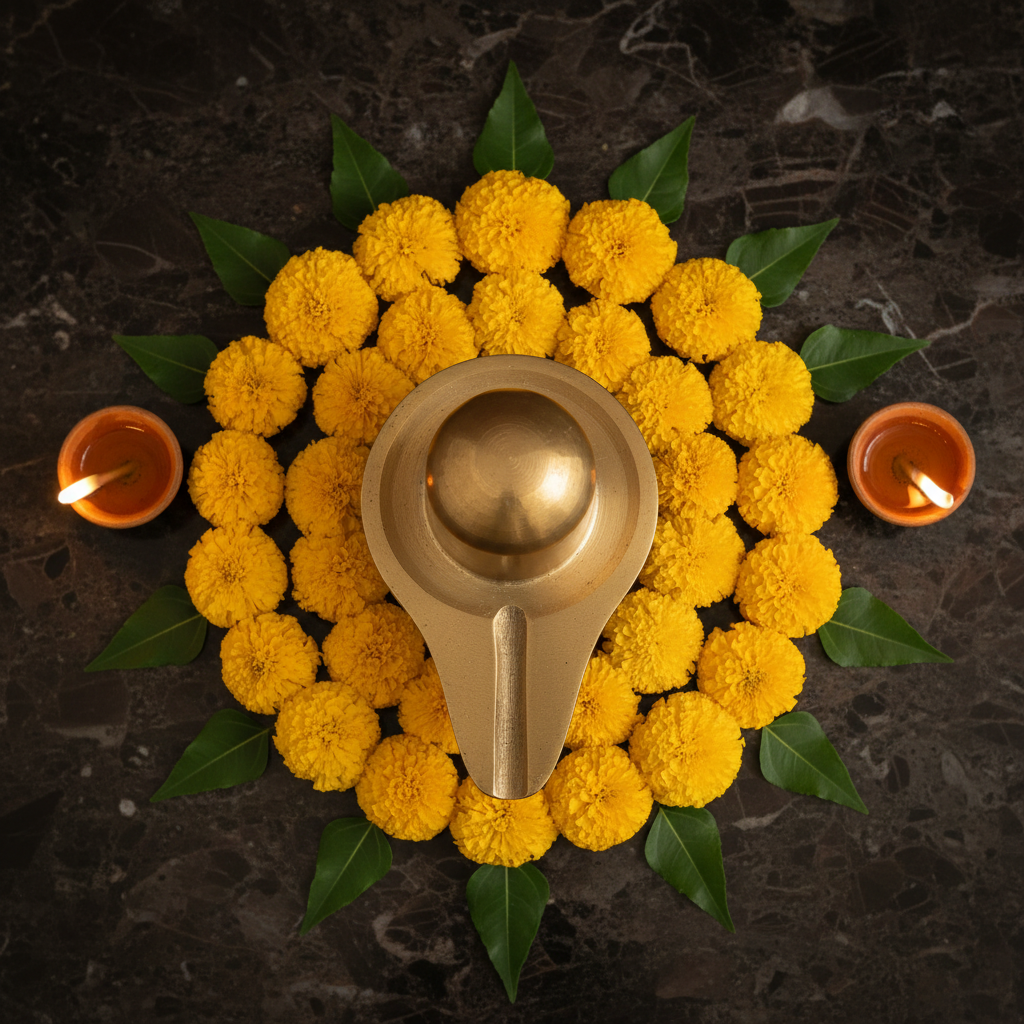 Brass Shiva Lingam Top View