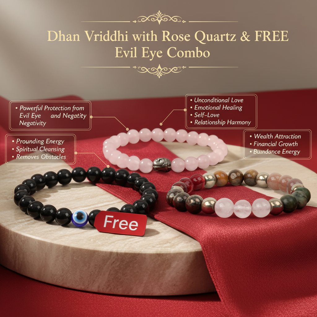 Dhan Vriddhi with Rose Quartz & FREE Evil Eye Combo benefits