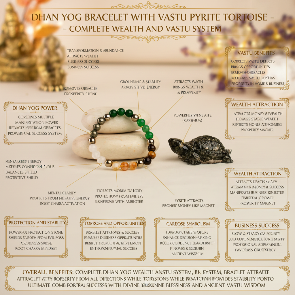 Dhan Yog Bracelet with Vastu Pyrite Tortoise benefits