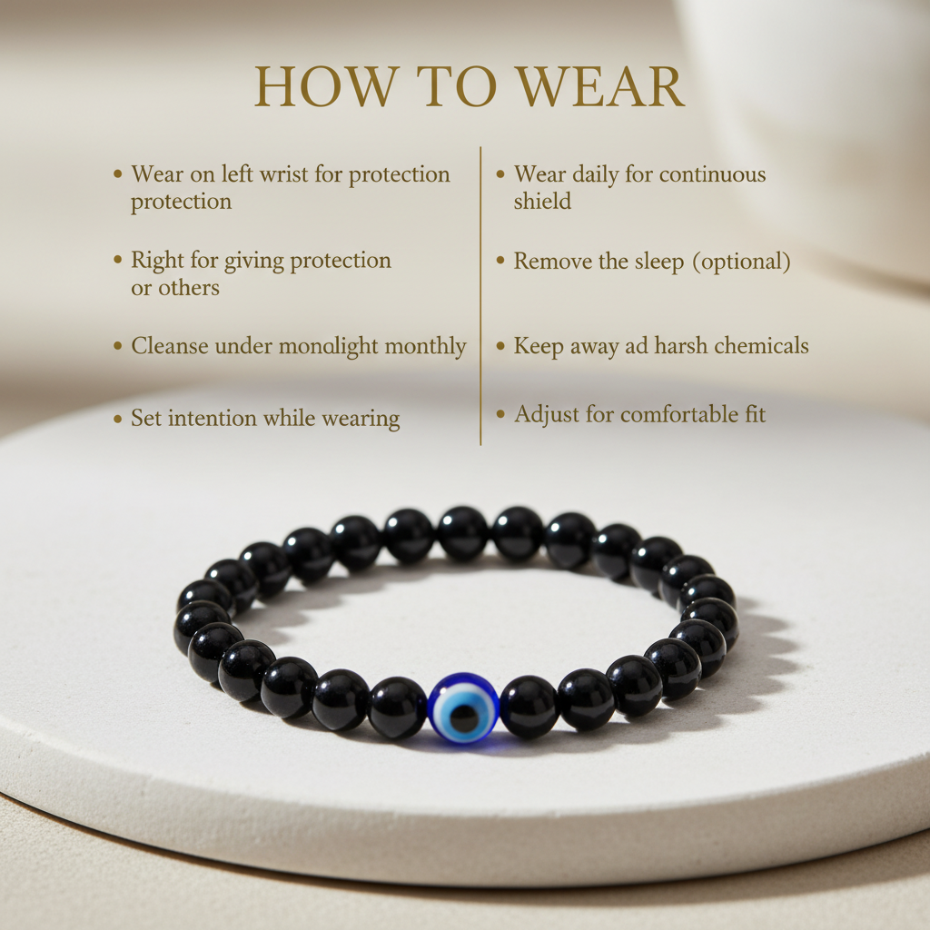 Evil Eye Bracelet with Black Obsidian - How to Wear Guide