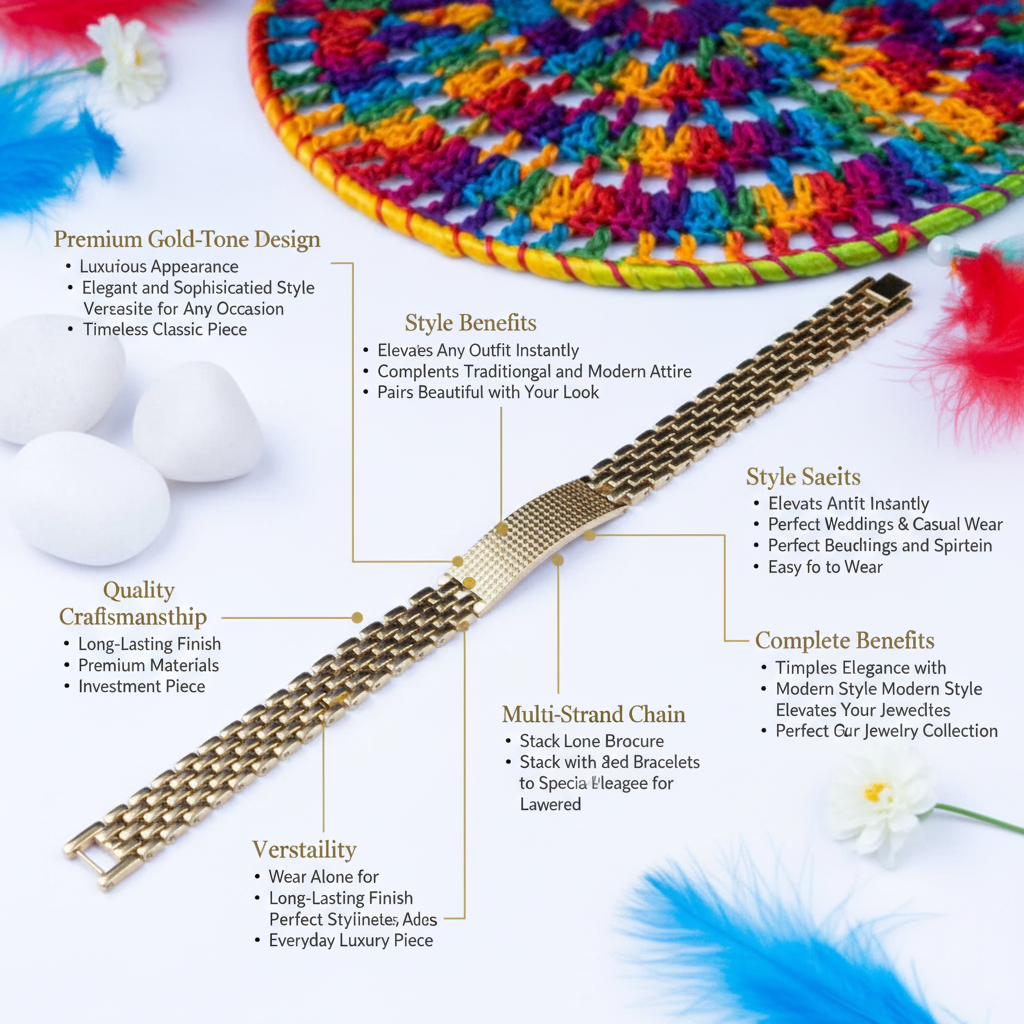Gold-tone multi-strand chain bracelet benefits