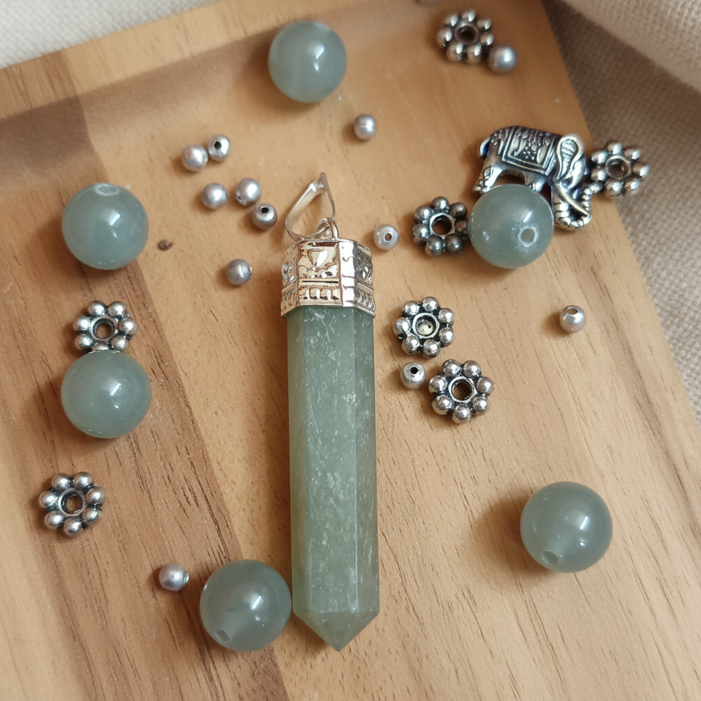 Green Aventurine Pendant - Flat lay