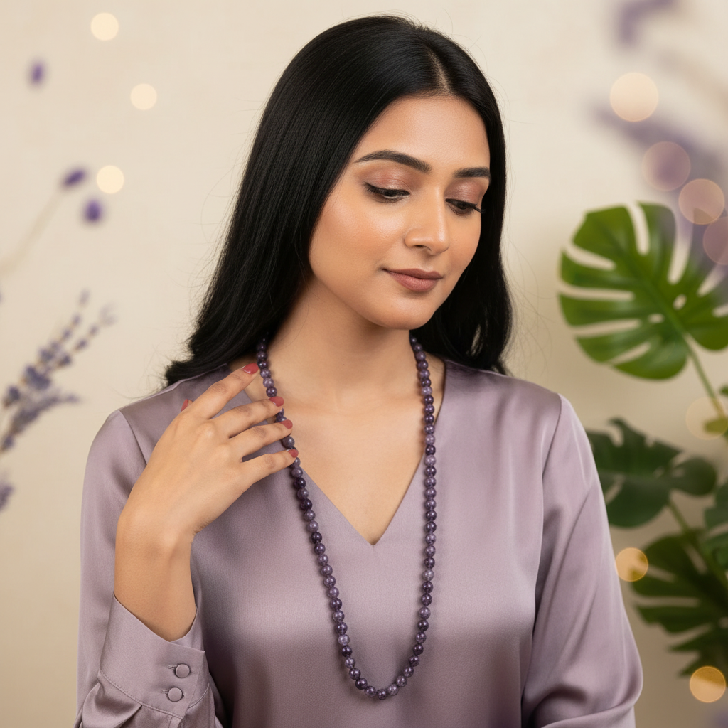 Image 5 – New Model – Amethyst Mala Lifestyle