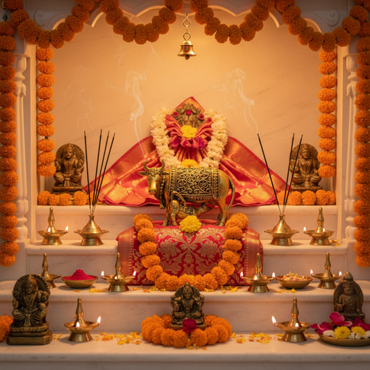 Kamdhenu Cow in Pooja Ghar