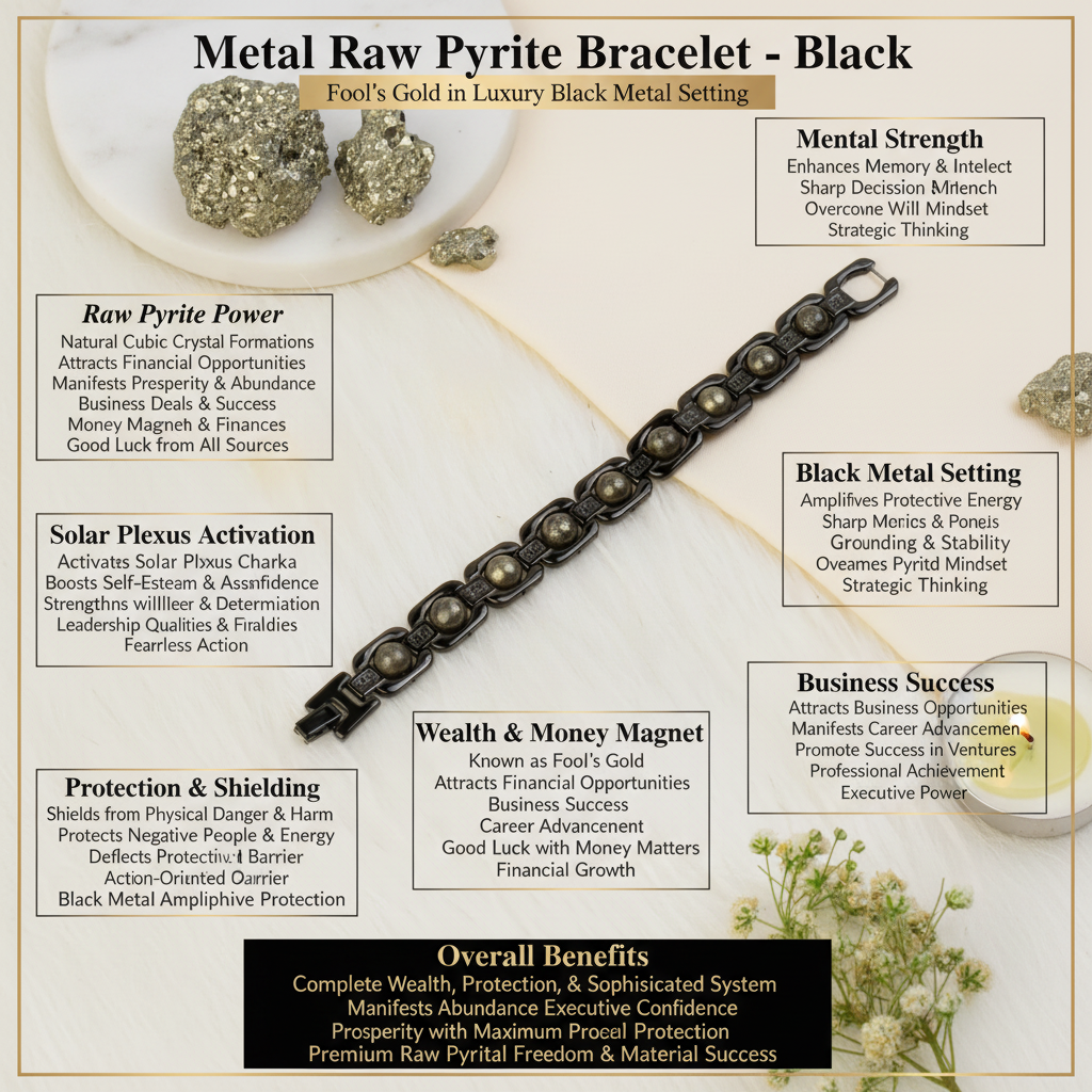 Metal Raw Pyrite Bracelet - Black benefits