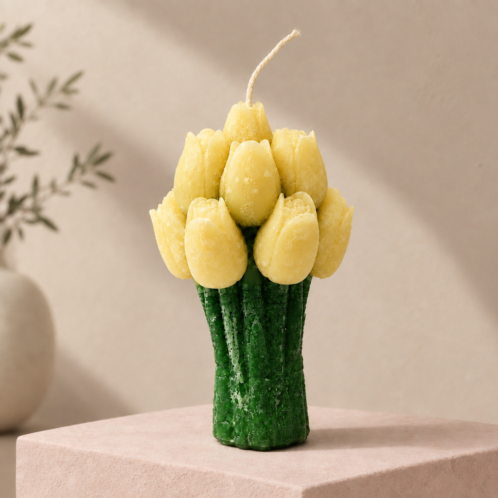 Pale yellow tulip candle concept