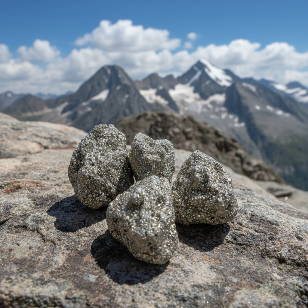 Pyrite stones mountain daytime