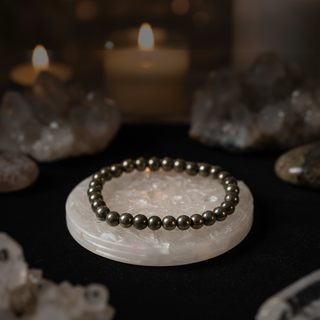 Raw Pyrite Bracelet - Black Velvet