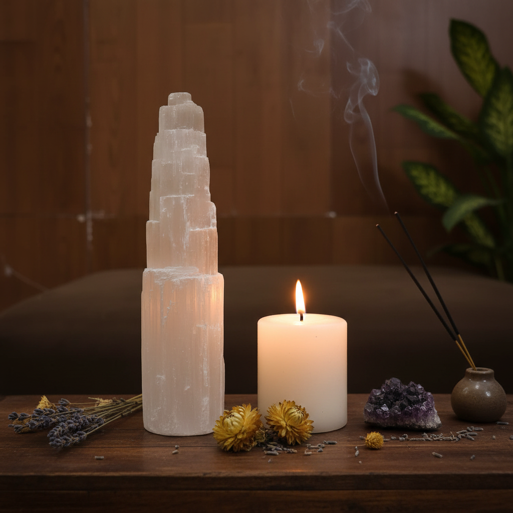 Raw Selenite Tower - Meditation