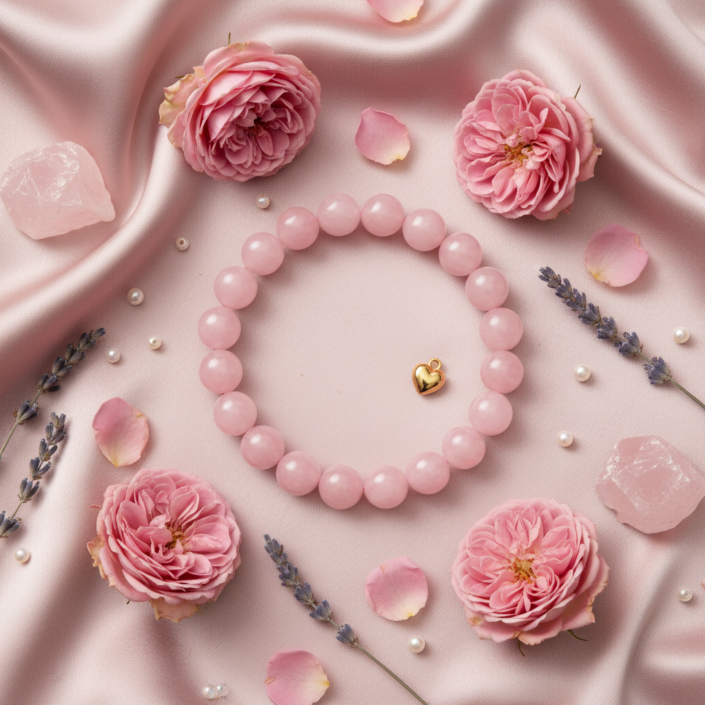 Rose Quartz Bracelet – Romantic Flat Lay Lifestyle