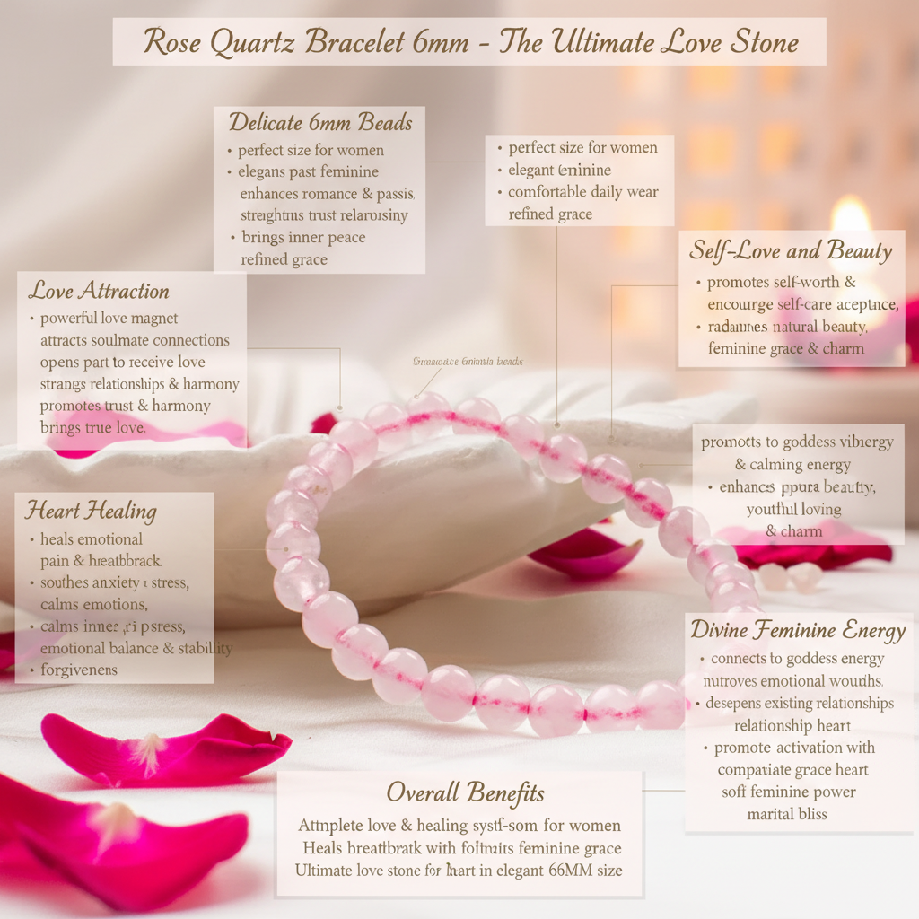 Rose Quartz Bracelet (Women - 6mm Beads) benefits