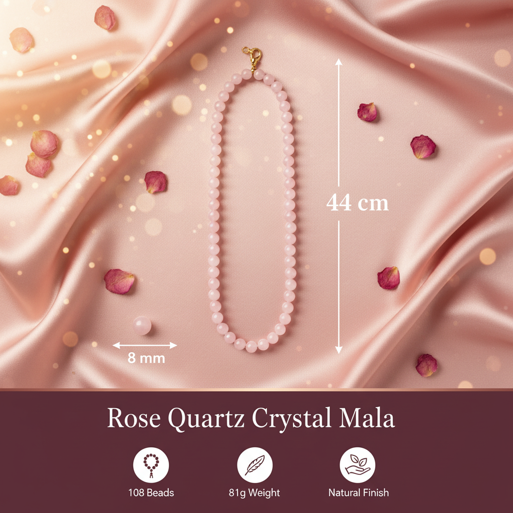 Rose Quartz Mala – Size & Specs – New Layout