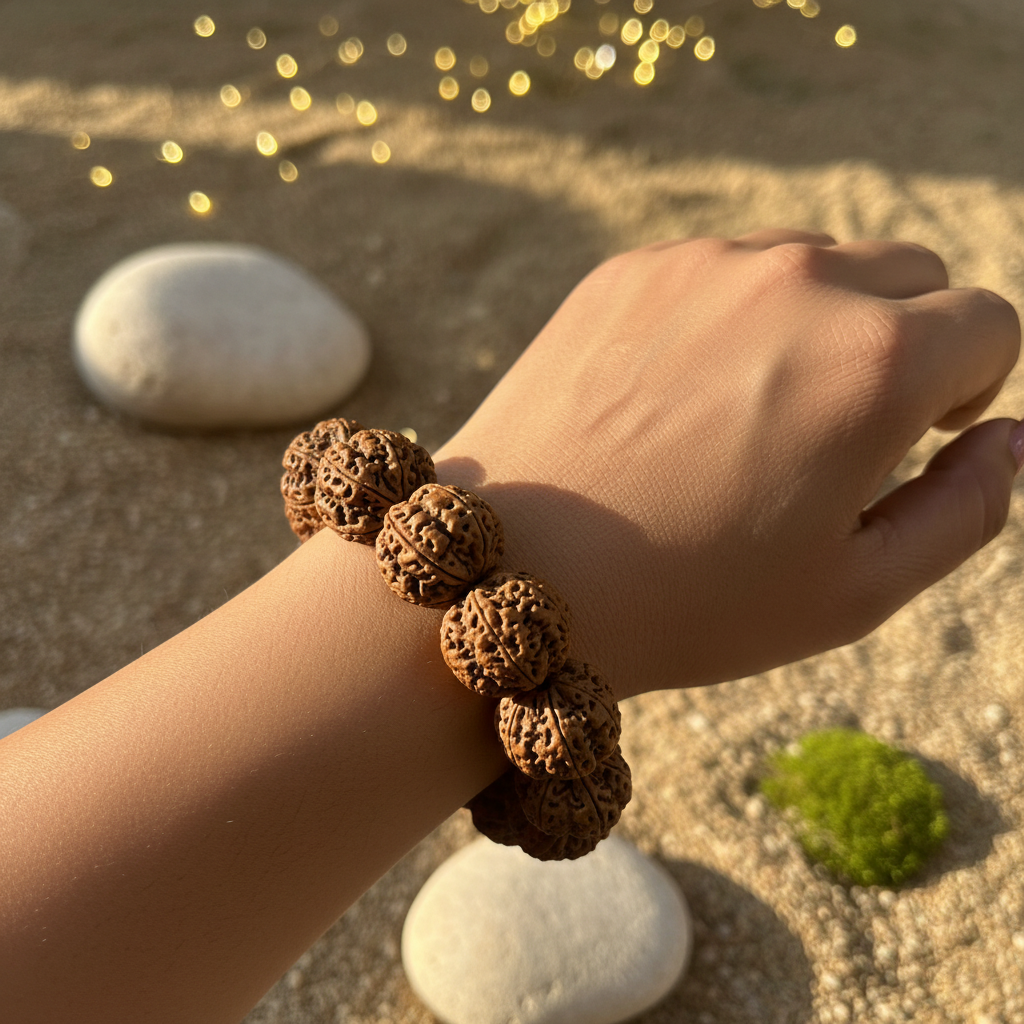 Rudraksha Bracelet on Wrist - View 1