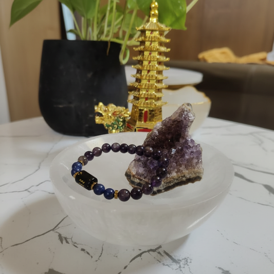 Selenite Bowl 6" - With Crystals