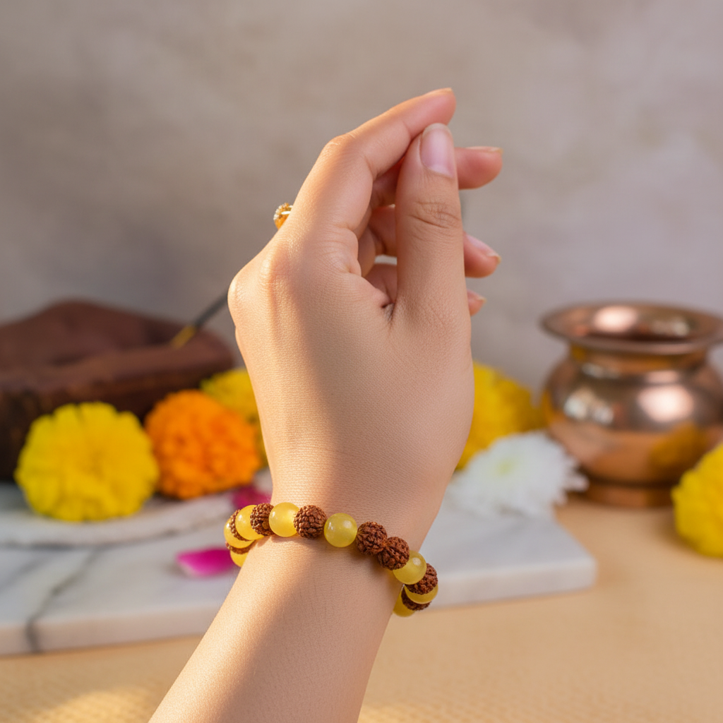 Woman Wearing Yellow Aventurine Bracelet