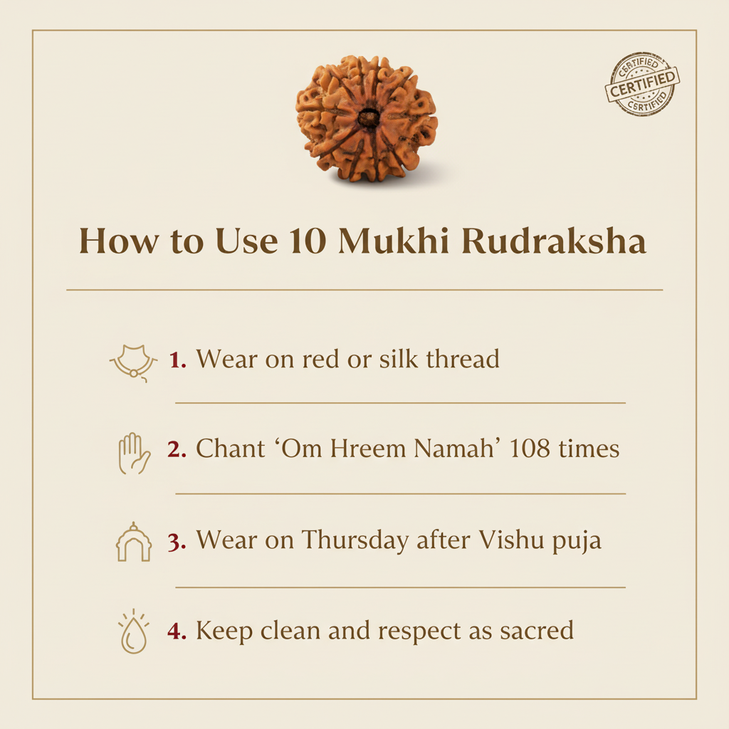 10 Mukhi Rudraksha Usage Instructions