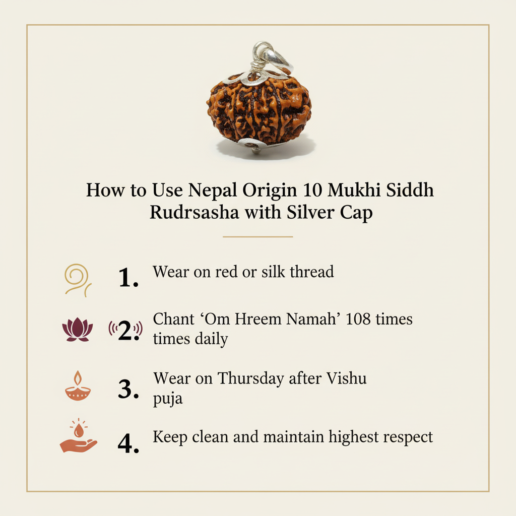 10 Mukhi Siddh Rudraksha Usage Instructions