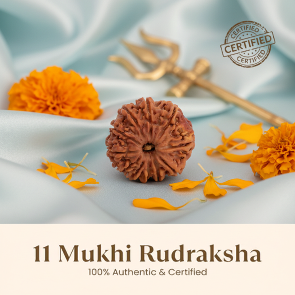 11 Mukhi Rudraksha - Clean Pastel Background