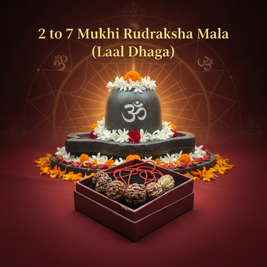 2 to 7 Mukhi Rudraksha Mala (Laal Dhaaga) - Box