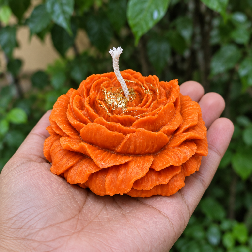 Divya Orange Rose Candle (9 cm)