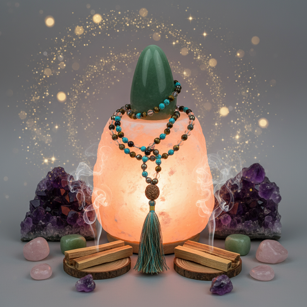 5 Ratna mala with green Shivling