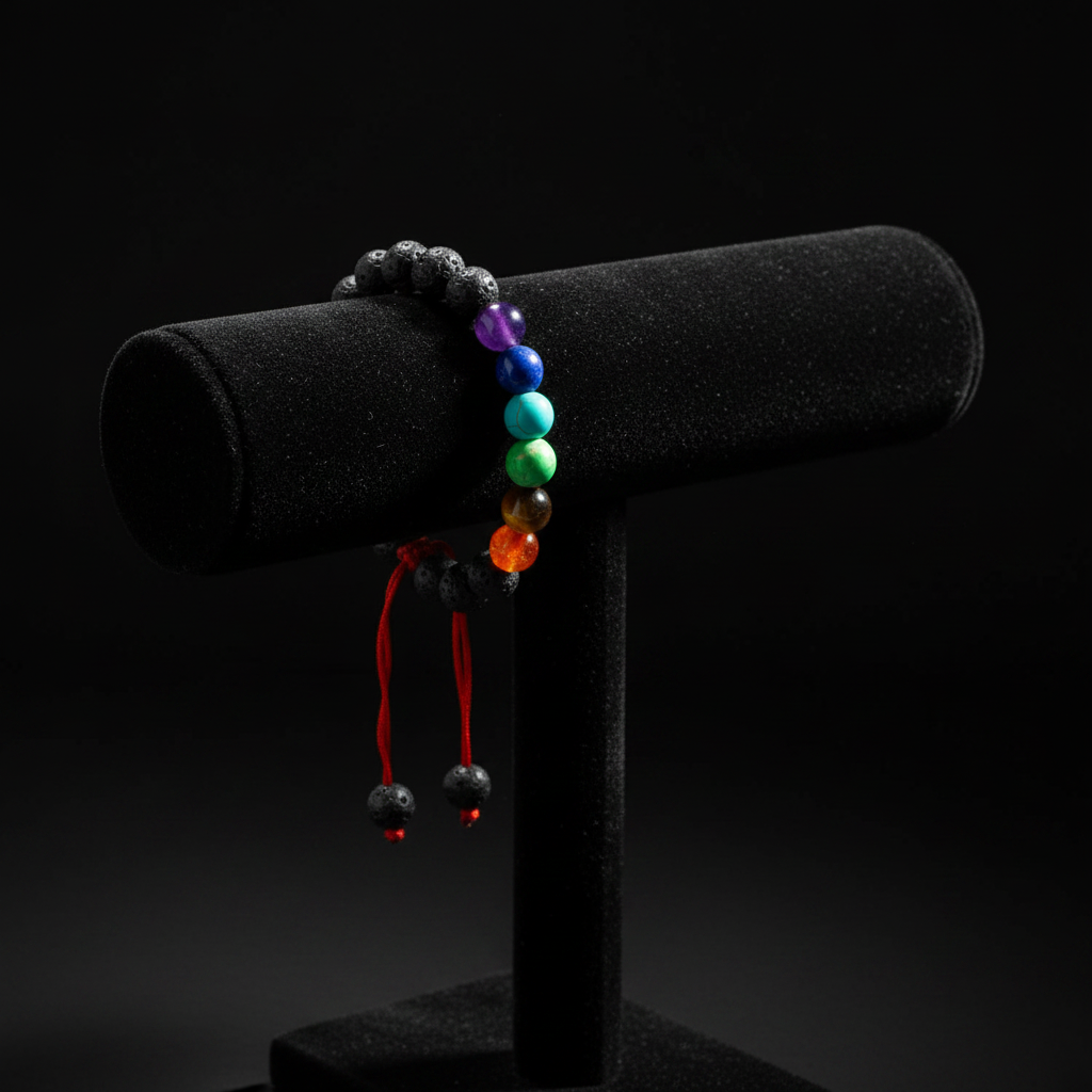 7 Chakra Lava Bracelet - Dark Velvet