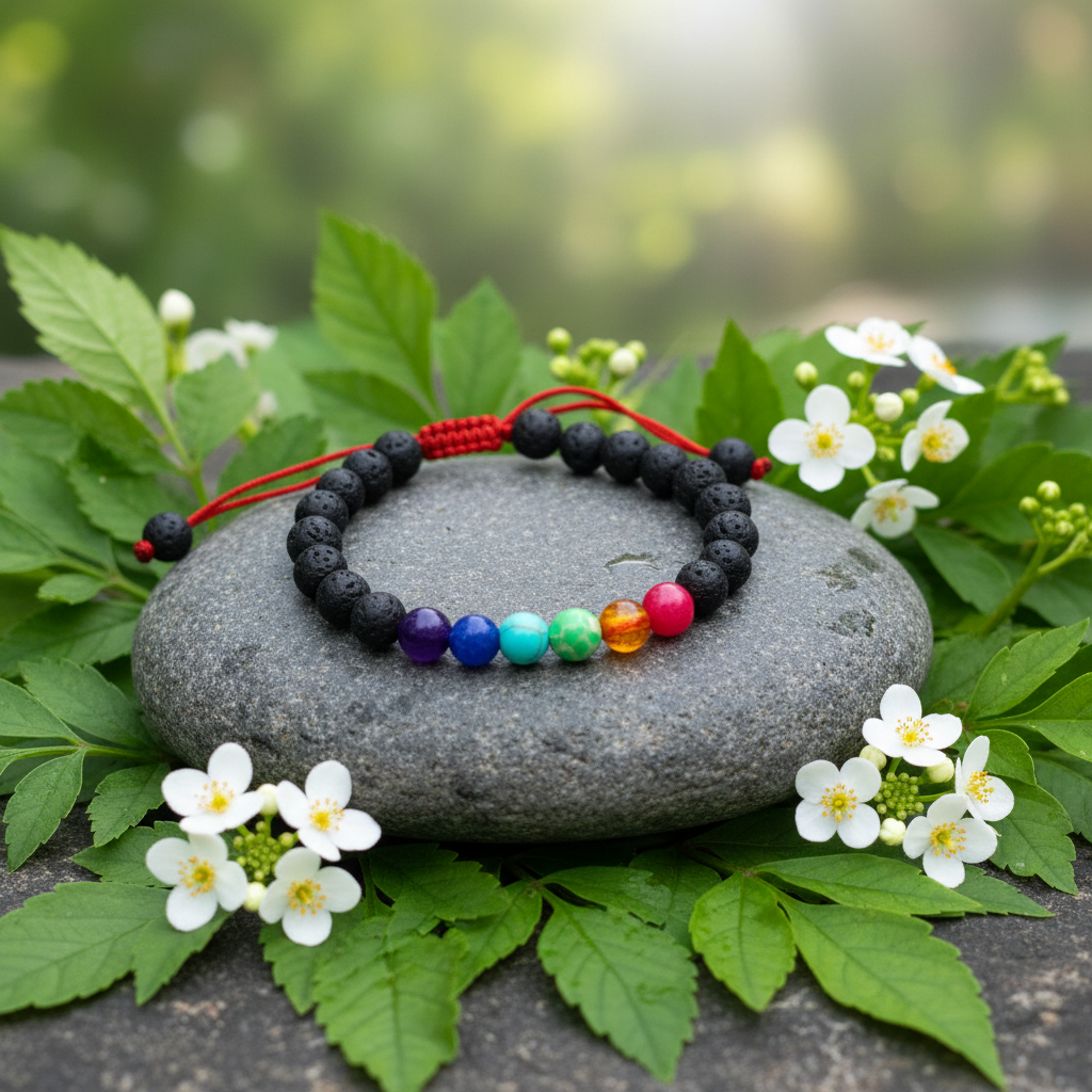 7 Chakra Lava Bracelet - Nature
