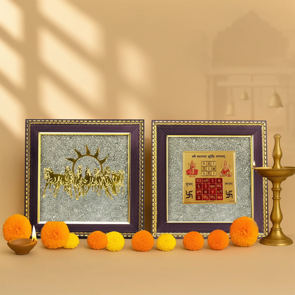 7 Horses & Vyapar Vriddhi Yantra - Luxury Spiritual Photography