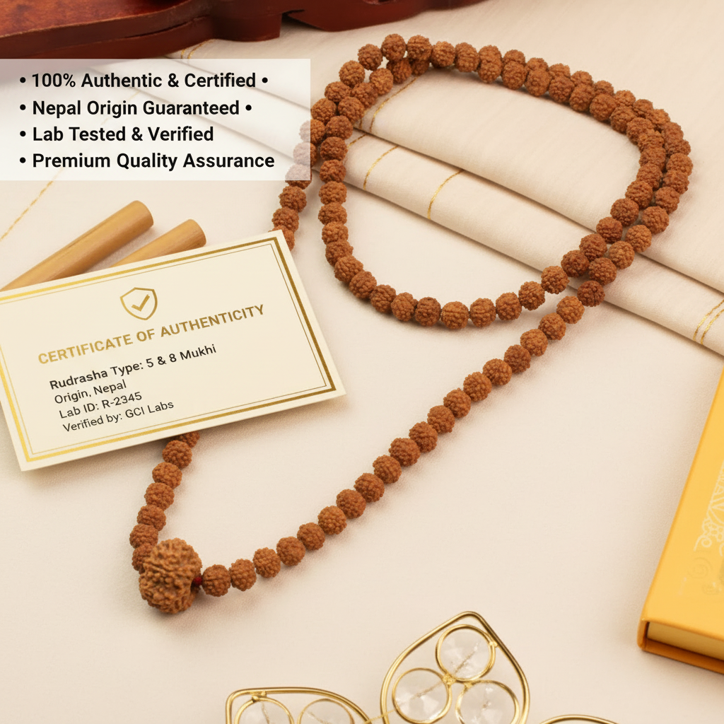 8 Mukhi in 5 Mukhi Mala Authenticity