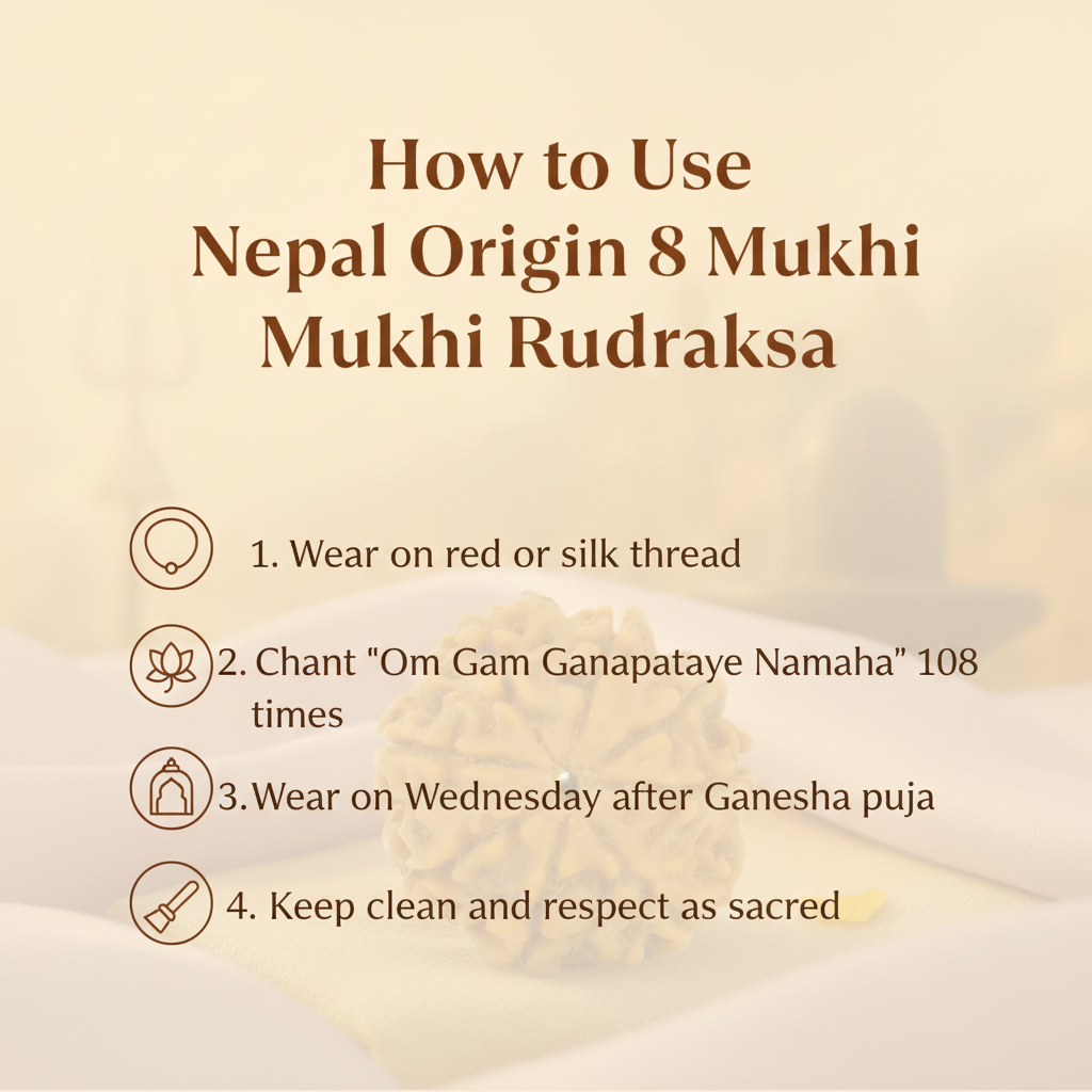 8 Mukhi Rudraksha Usage Instructions