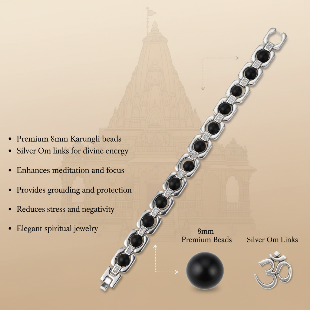 8mm Silver Black Bead Bracelet Benefits with Component Details
