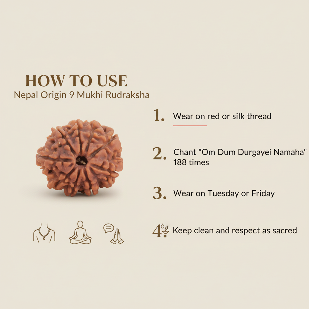 9 Mukhi Rudraksha Usage Instructions