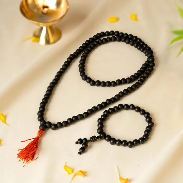 Karungali Mala (8mm) with 8mm Karungali Bracelet