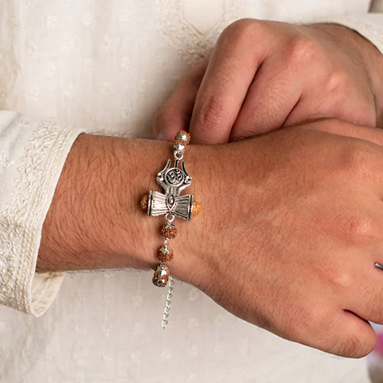 Rinmukteshwar Siddh Om Trinetra Trishul Damru Rudraksha Bracelet