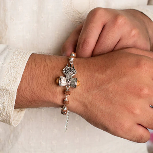 Rinmukteshwar Siddh Om Trinetra Trishul Damru Rudraksha Bracelet