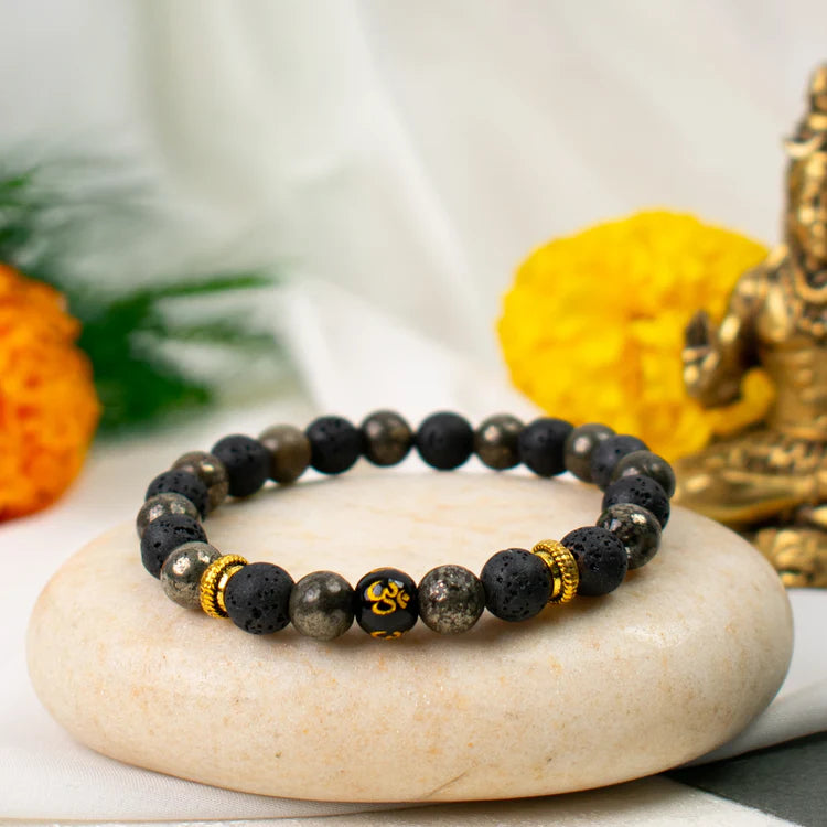 Metal Raw Pyrite Bracelet - Gold