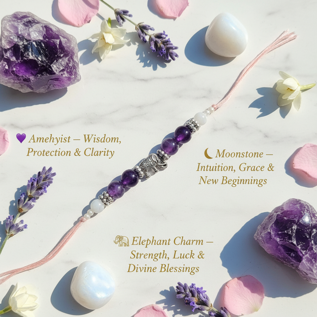 Amethyst Moonstone Elephant Rakhi Benefits Image