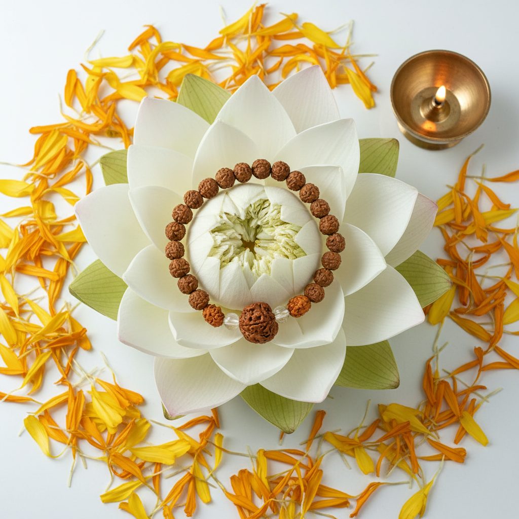 Arogya Rudraksha Bracelet - Flat Lay